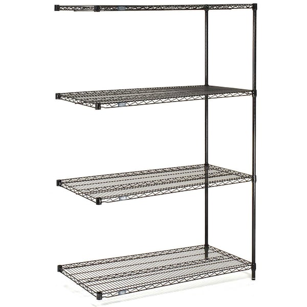 Nexel 4 Tier Black Epoxy Wire Shelving Add-On, 54W x 14D x 54H A14545B - main